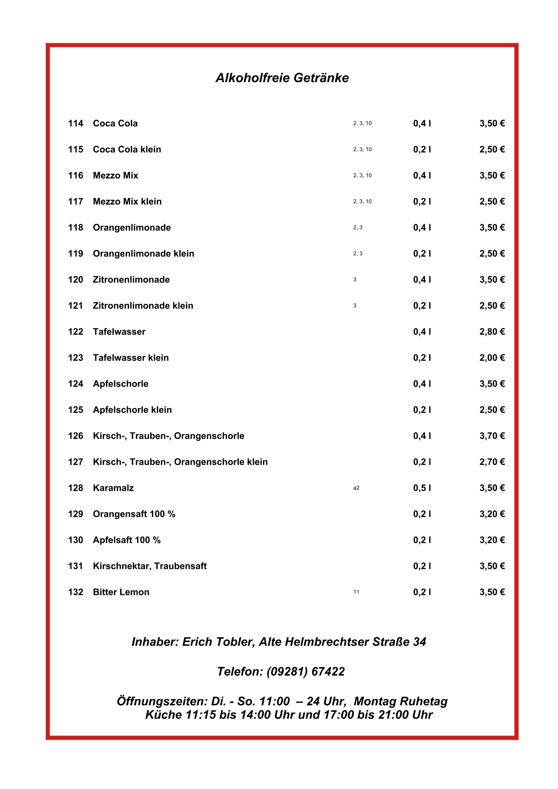 Alkoholfreie Getränke
