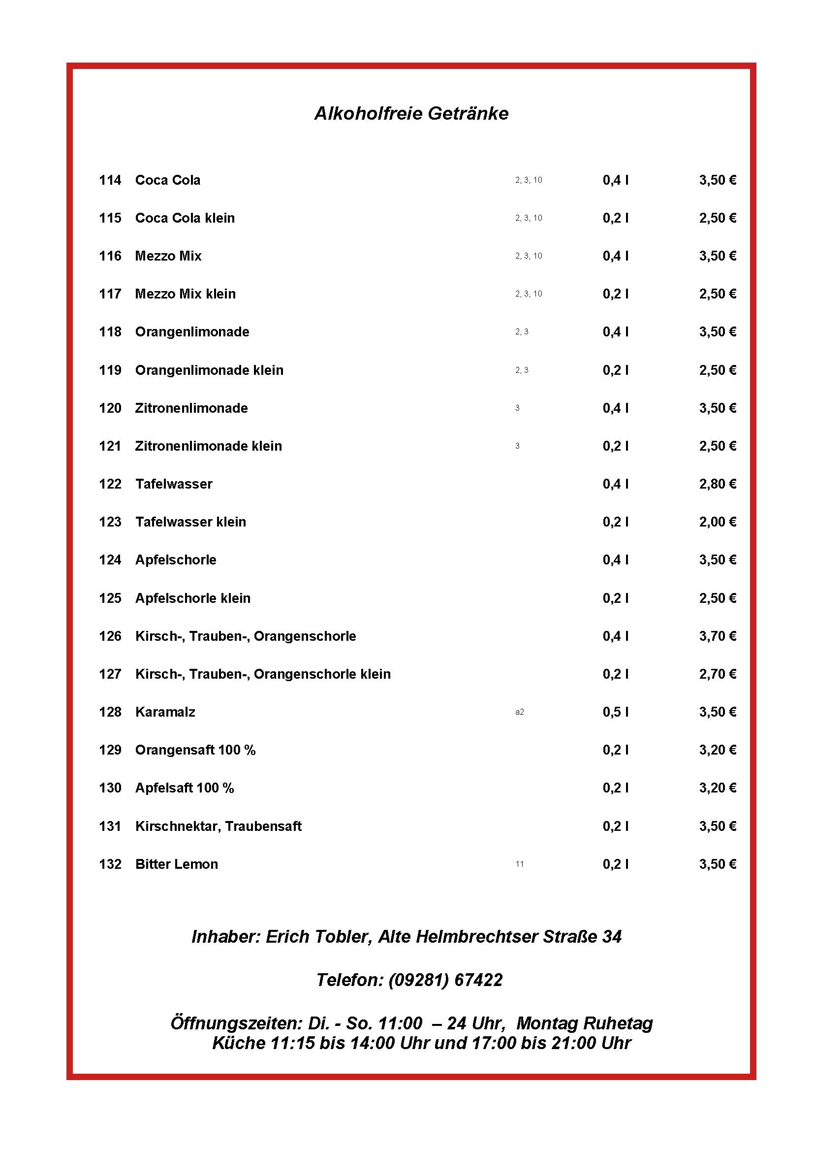 Alkoholfreie Getränke