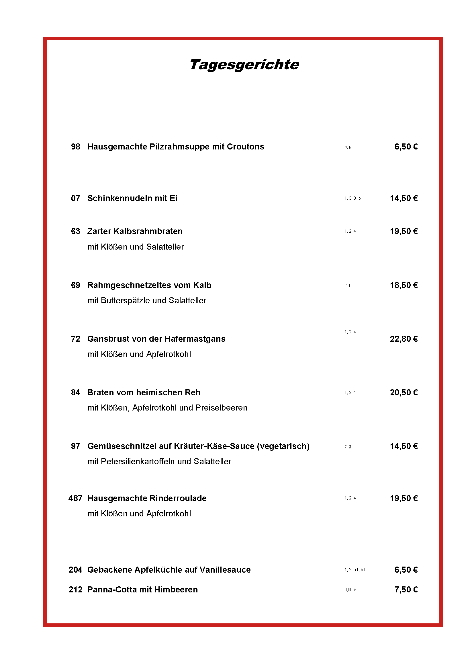 Tagesgerichte